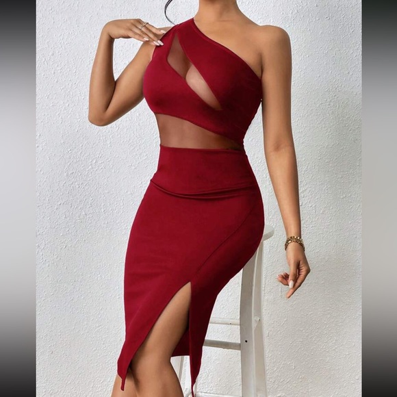 Sexy mesh insert slit thigh bodycon dress - Picture 6 of 7